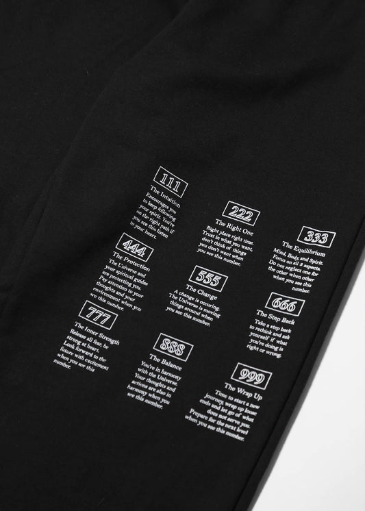 Angel Numbers Open-Bottom Sweatpant in Black