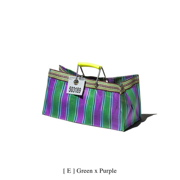 Stripe Recycled Plastic Bag, Wide, Green Purple