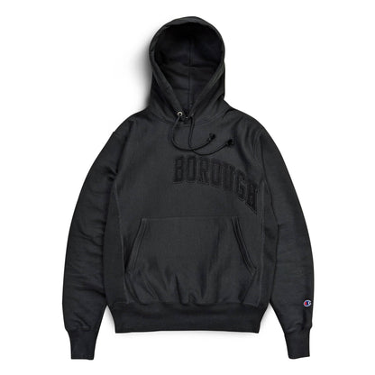 Borough Flock Hoodie x Champion Reverse Weave Black
