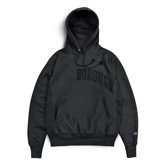 Borough Flock Hoodie x Champion Reverse Weave Black