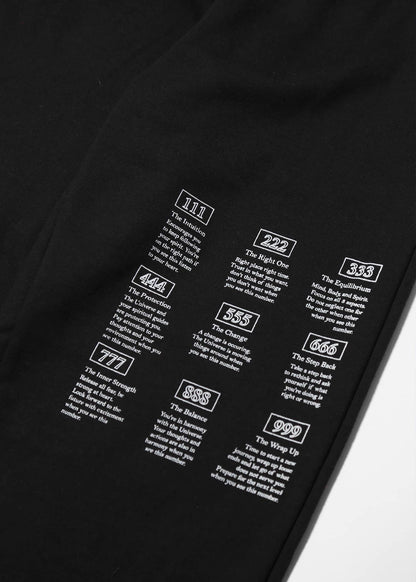Angel Numbers Open-Bottom Sweatpant in Black