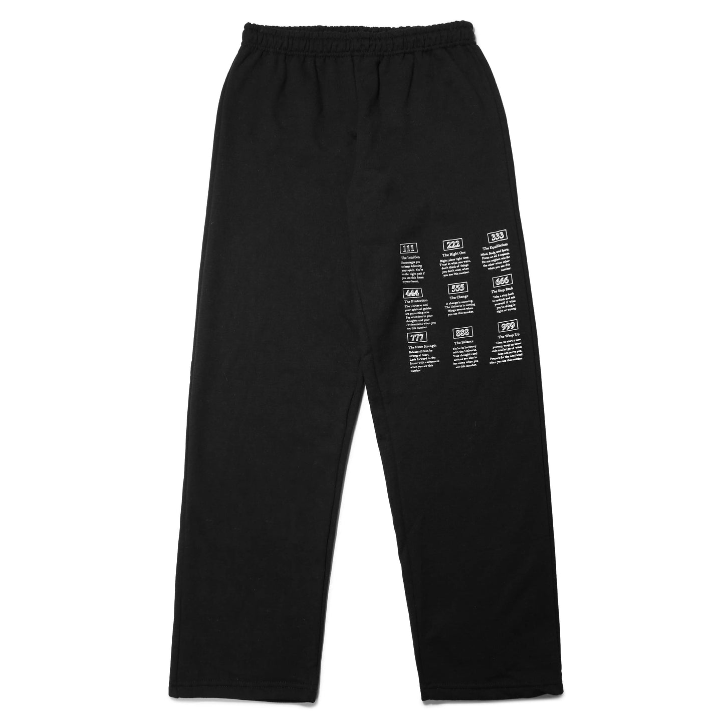 Angel Numbers Open-Bottom Sweatpant in Black