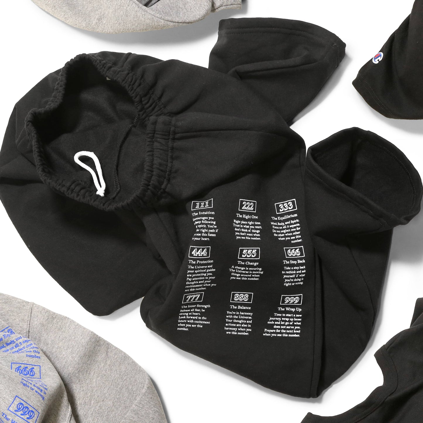 Angel Numbers Open-Bottom Sweatpant in Black